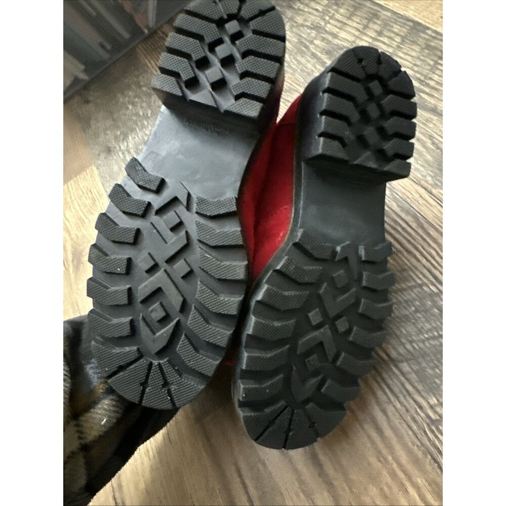 Red Suede Blondo Sherpa Lined Boots Size 7 Lace Up - Picture 5 of 6